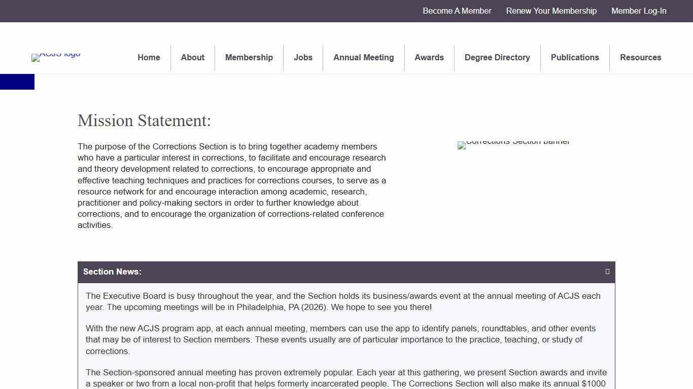 Corrections - Academy of Criminal Justice Sciences